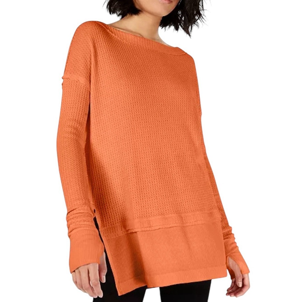 Free People North Shore Tunic Womens Top Sz M Oversize Waffle Knit Comfort
